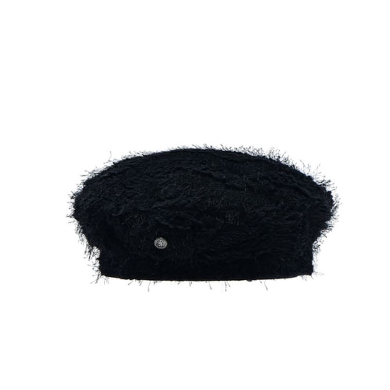 poesiedame WAVY FRINGE BERET IN BLACK