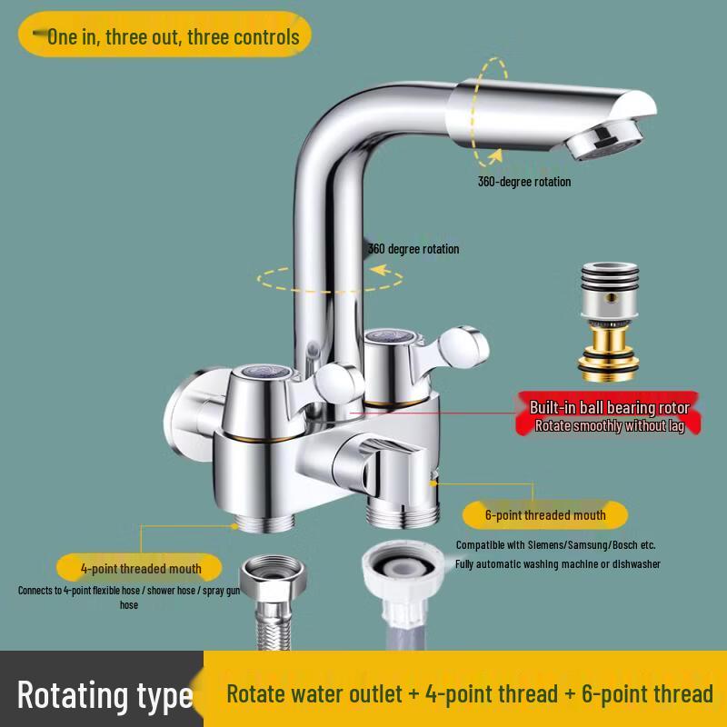 Yingtang Brass 3-Way Faucet for Washing Machine and Mop Sink