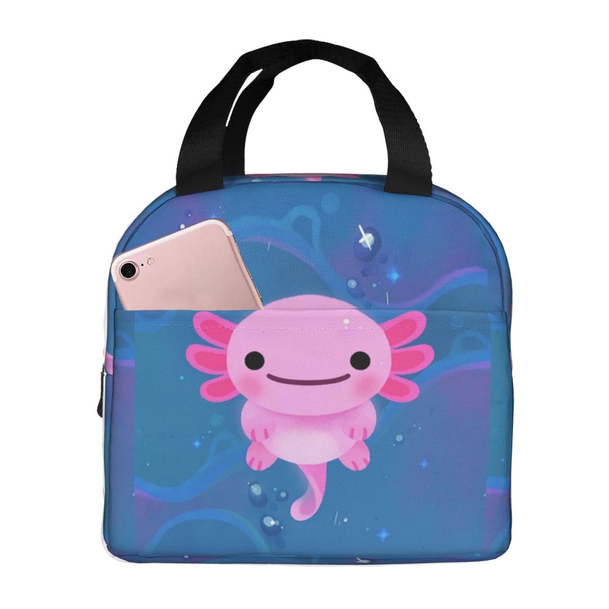 Kawaii Axolotl Mexican Salamander Insulated Lunch Bag for Women Children Portable Food Boxes Thermal Lunch Box Tote One Size