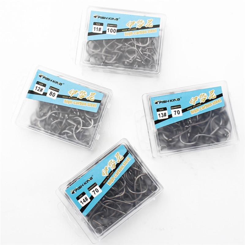 FTK High Carbon Steel Single Fishing Hook, Barbed Sharp Point, Strong Tensile Resistance for Saltwater 100Pcs