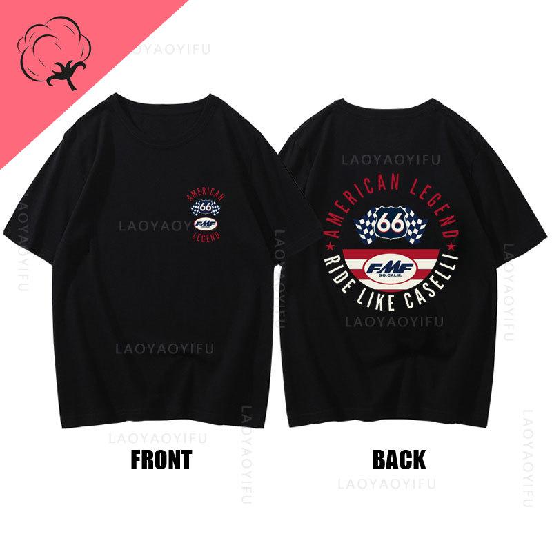 Hot Sale Summer Mens Cool Top FMF Racing Exhaust Ama Motocross Tee Round Neck Fashion Clothing Short Sleeves 100Cotton T Shirt