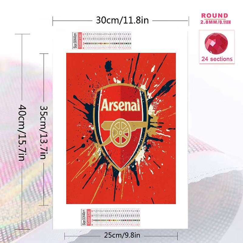 Arsenal F.C 100% Round Full Drill 5D DIY Diamond Painting Embroidery Cross Stitch Rhinestone Décor