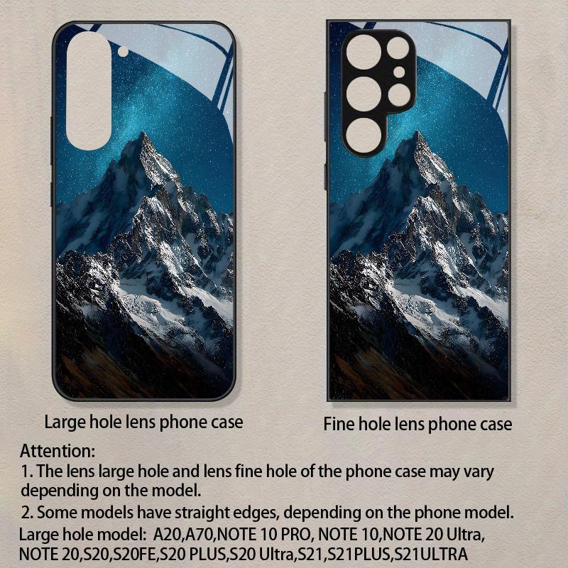 Night Sky Mountain Pattern 2D Phone Case for Samsung Galaxy S26 S25 S24 S23 S22 S21 S20 A55 A54 Tempered Glass Protective Cover