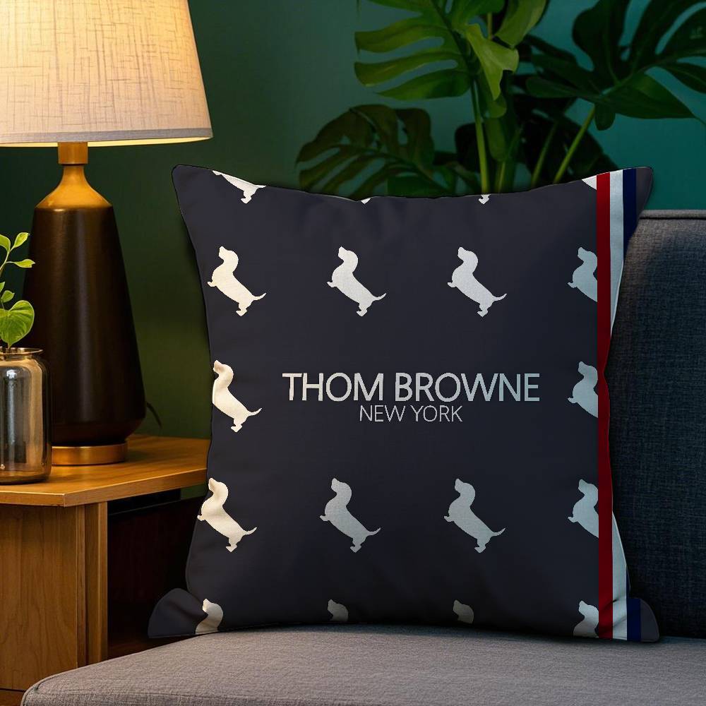 Luxury T_Thom B-Browne Pillow Case Plush Fabric Soft Double Sided Print Sofa Cushion Cover Throw Pillow Covers