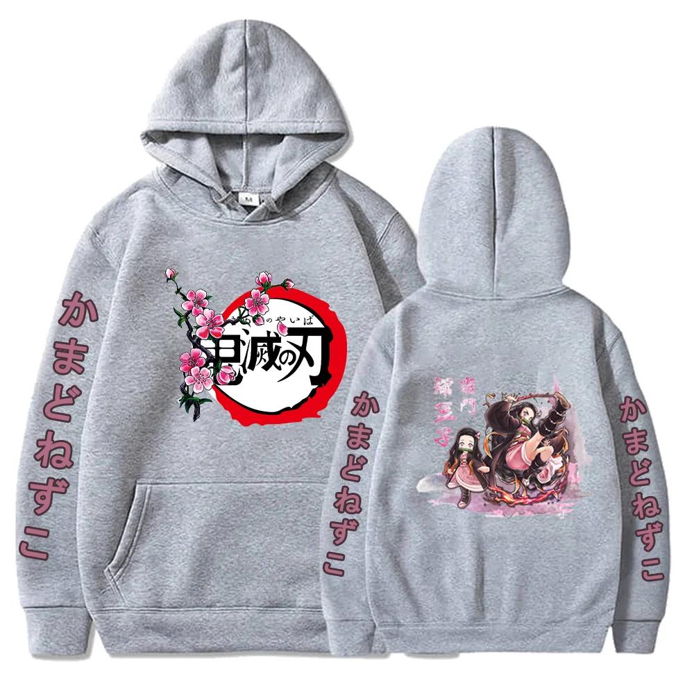 Demon Slayer Kamado Nezuko Oversize Anime Mikina s kapucí Streetwear s kapucí Hip Hop Muži/ženy Volný svetr Oblečení Dětská mikina