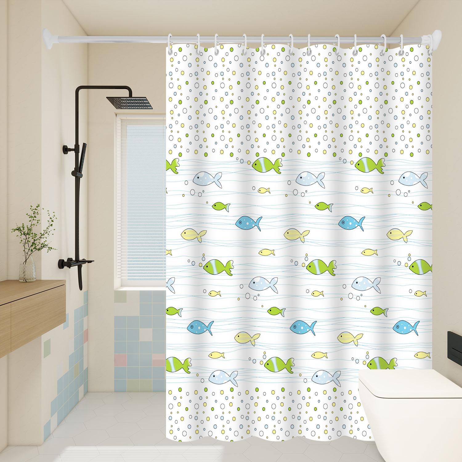 

1Pc Ocean Cute Tropical Fish Shower Curtain Waterproof Peva Beach Bathroom Accessories Design W60H190(CM)-1 Pcs