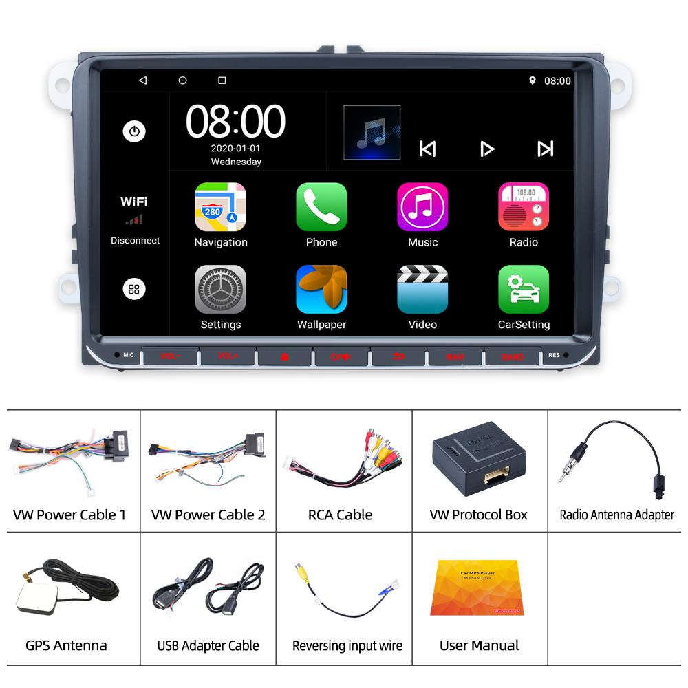 Autorádio Android 11 Carplay Autoradio Multimediální přehrávač GPS Navigace pro VW Passat 6 7 CC Polo GOLF 5 6 Touran
