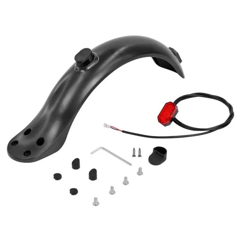 4 Hole Rear Mud Guard with Tail Light Eco-friendly ABS Plastic Replacement Part with Install Wrench for Scooter