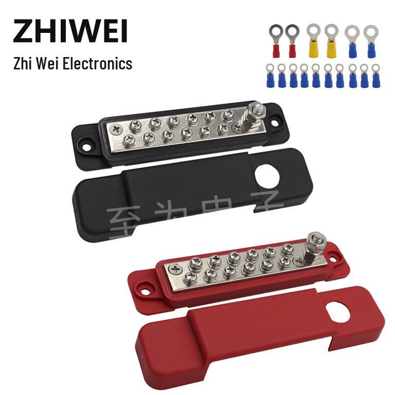 12-Position 12-Way Junction Block for RV, Marine, and Automotive Applications, 150A High Current Busbar