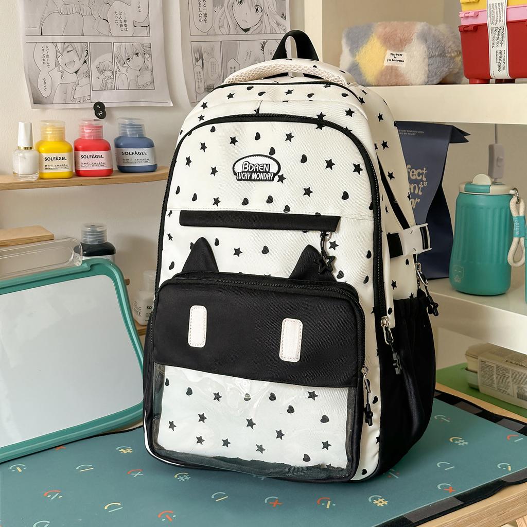 Schoolbag cute messenger bag women's new Japanese fresh, sweet and transparent pain bag students light class make-up bag