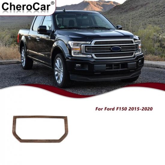 Wood Grain Armrest Water Cup Holder Frame Trim Cover For Ford F150 15+ Interior