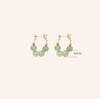 Natural Hetian Jade Green Dangle Earrings - New Chinese Style Studs for Women, National Style Qingyu Design