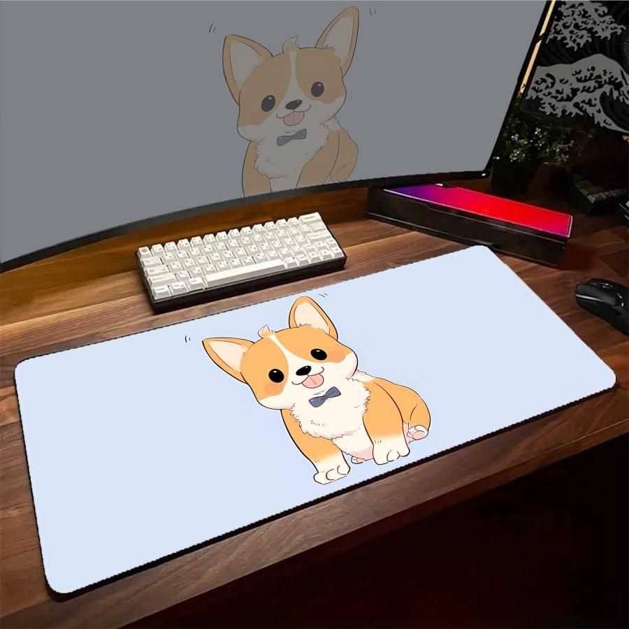 Gaming Mousepad Kawaii Dog Smile XXL Large Mouse Pad Locking Edge Mouse Mat Gamer Keyboards Pads Rubber Large Desk Mats