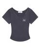 Onyx See-Through Signature Logo V-Neck Crop Short Sleeve T-Shirt (7 Colors)