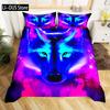 Wolf-Print Bettwäsche-Set Einzelbettgröße für Kinder Jungen Schlafzimmer Nebelbett Bettbezug-Set Deckenbezug Wildtiere Dekor 3 Teile
