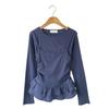 New Arrivals Open Run Women Cotton Spandex Ribbed Layered Long Sleeve Tee