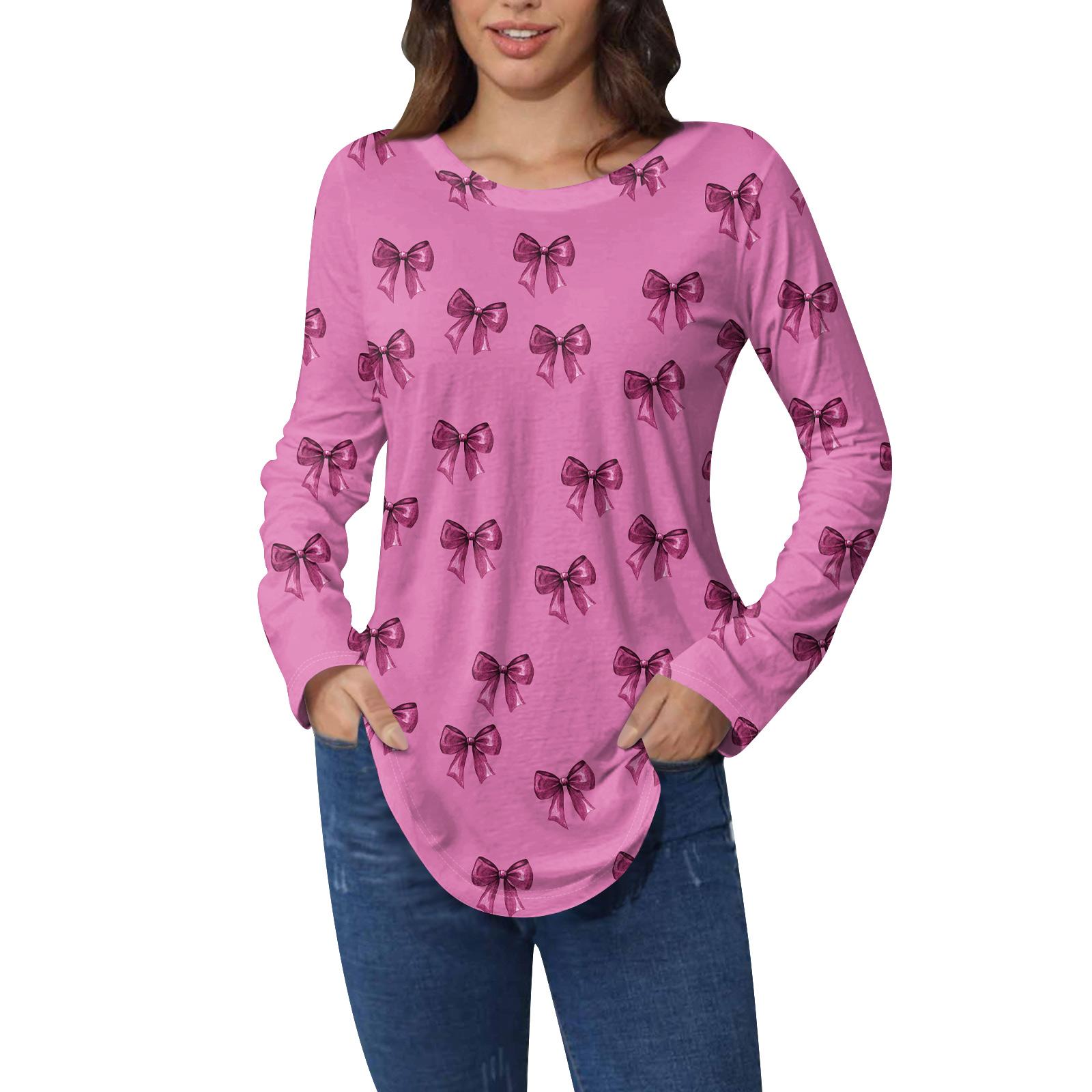 

Футболки женские осенние повседневные рубашки с длинным рукавом толстовка винтажный графический принт топ пуловер ко Дню святого Валентина S