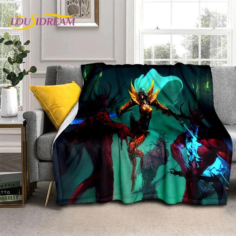 Diablo 3D Retro Game Gamer Zachte Flanellen Deken voor Bedden Slaapkamer Bank Picknick, Plaid Deken voor Afdekking Buiten Vrije Tijd Dutje Cadeau