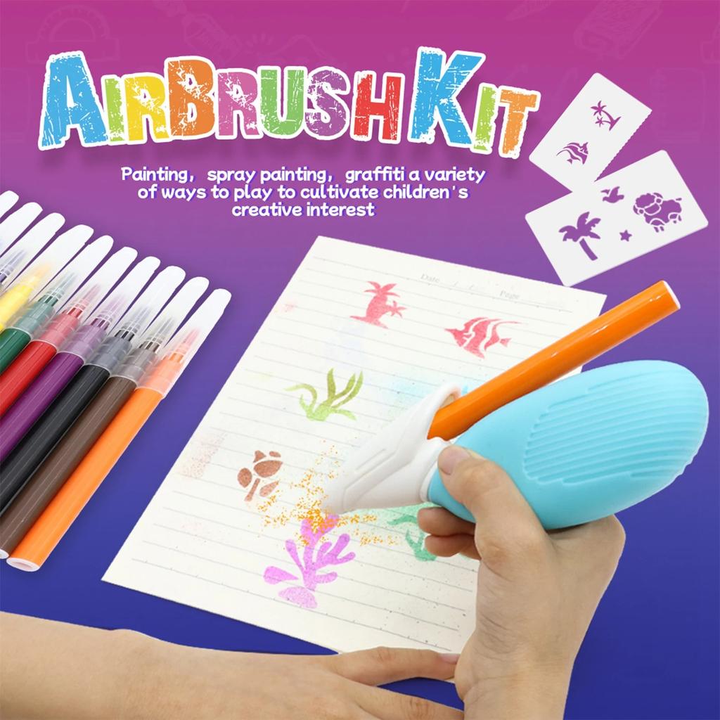 Electric Watercolor Spray Pen Children Hand-painted Color Paintbrush Washable 12 Color Spray Pen Kids Drawing Toys Gift Toys Set