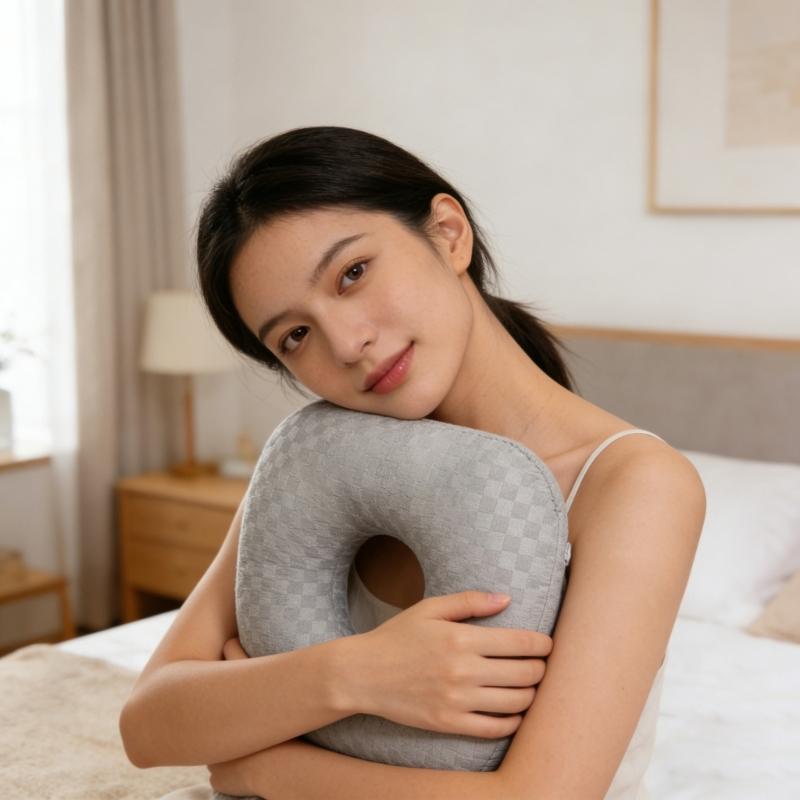 Single Hole Ear Pillow For Side Sleepers Soft Breathable Polyester Fiber With Neck Support Treatments