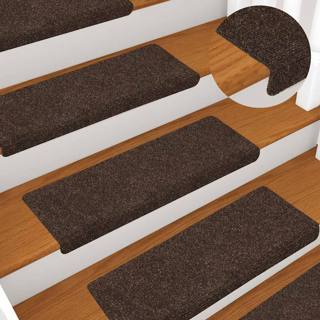 Self-Adhesive Stair Mats 30 Pcs. Brown 65X21X4 Cm