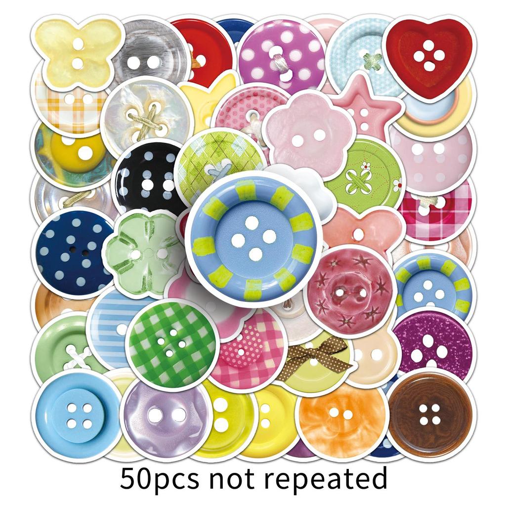 50 Colored Button Creative Stickers Personalized and Fresh Decorative Mobile Phone Laptop Gauze Stickers