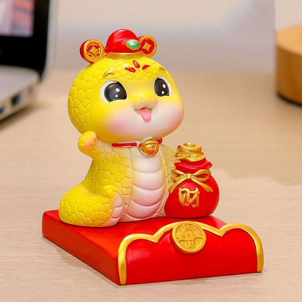 Resin Craft Mobile Phone Bracket Ornaments Slot Design Cute Cell Phone Holder  Spring Festival