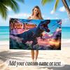 Dinosaur Theme Quick Dry Beach Towel Custom Name Text Print Large Sand Resistant Towel Beach Vacation