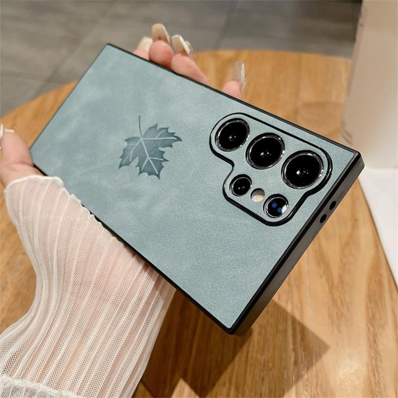 PU Leather Embossing Maple Leaves Case For Samsung S25 S24 S23 S22 S21 Plus Note 20 Ultra A56 A36 A26 A16 A55 A54 A15 A34 Cover