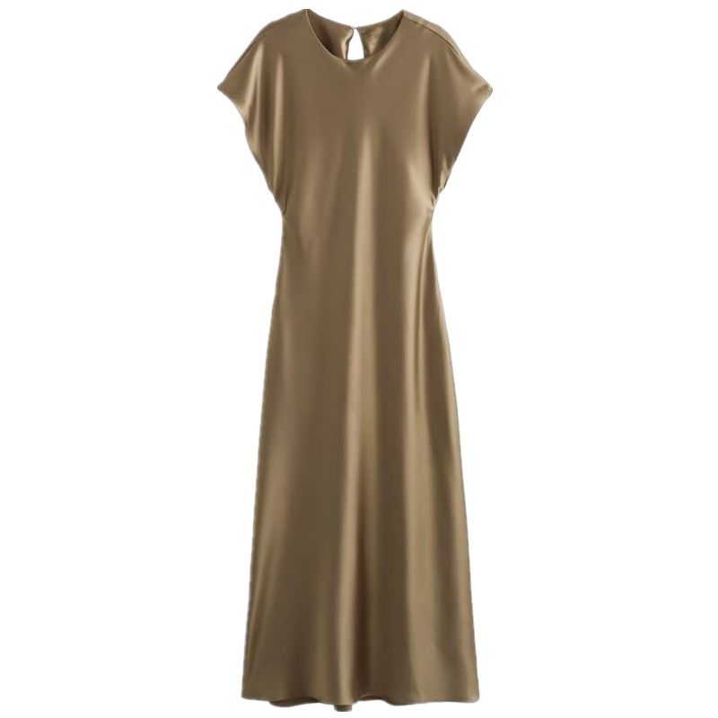 

Модный стиль осеннее платье миди из шелка с атласной текстурой Figure Color XS