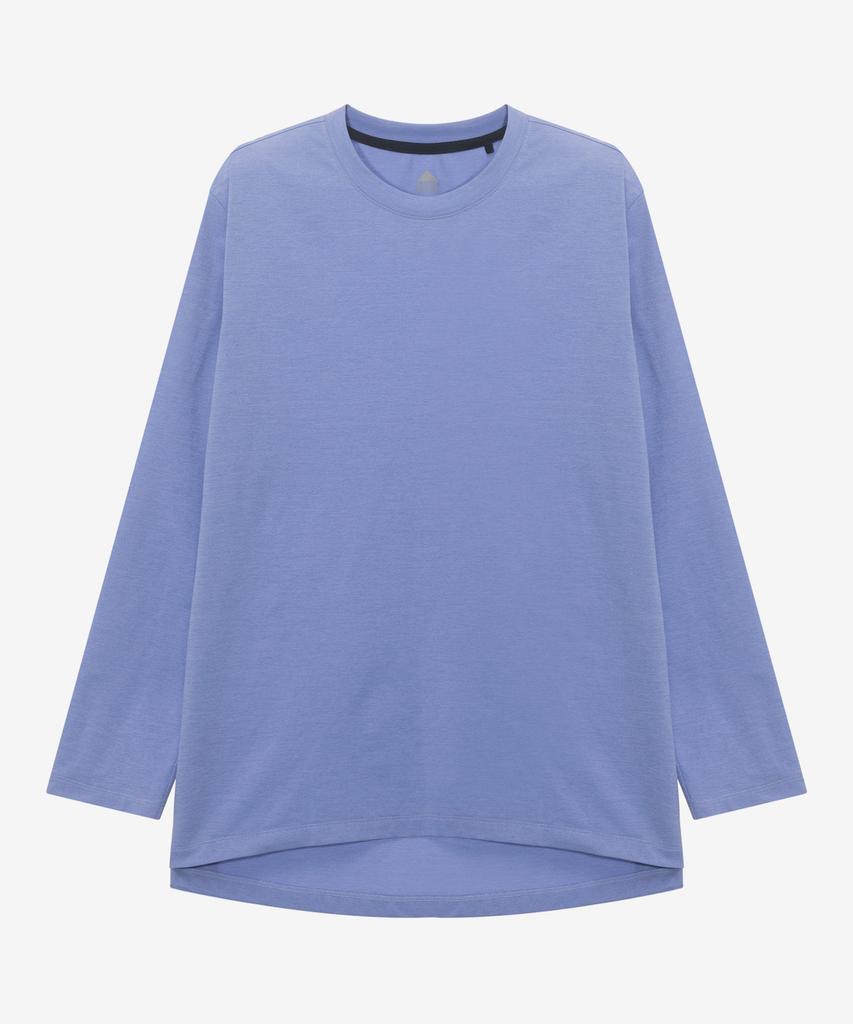 BASIC HOUSE Women'S Cool Sorona Semi-Overfit Round Neck Long Sleeve T-Shirt Blue Lzts3201