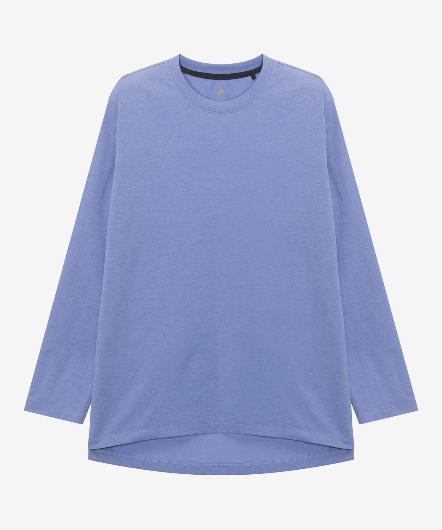 Basic House Women S Cool Sorona Semi-Overfit Round Neck Long Sleeve T-Shirt Blue Lzts3201 Bk/090