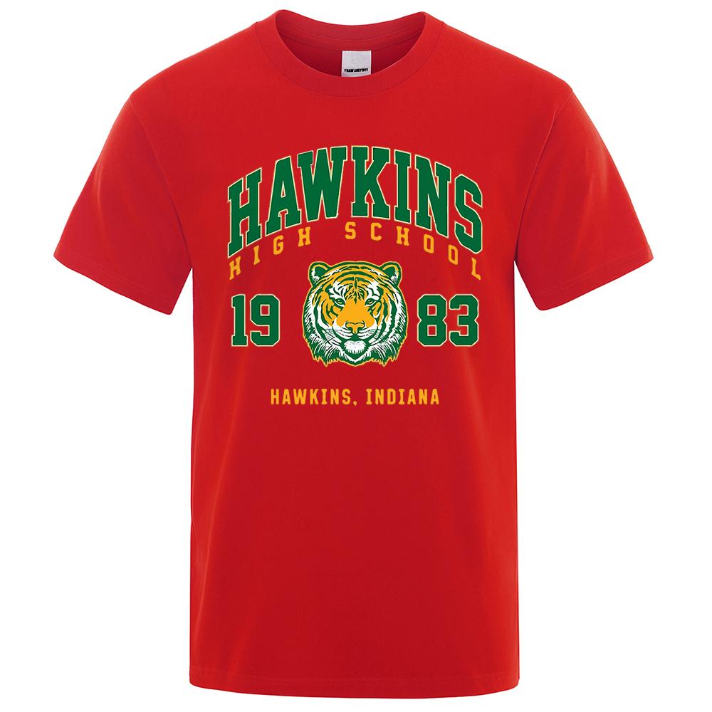 Hawkins High School 1983 Hawkins Indiana Tshirt Male Fashion O-Neck T-Shirt Hip Hop Loose Tee Clothes Casual Breathable Tops Men