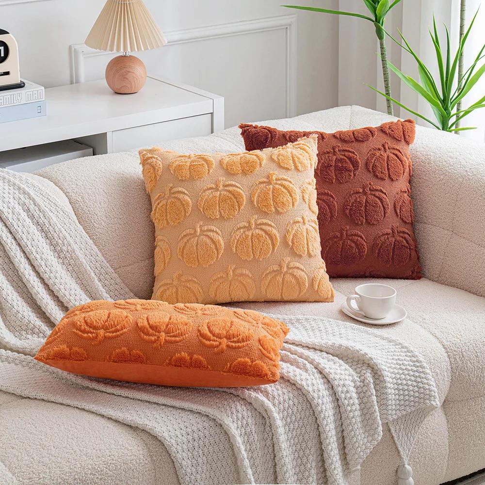 Pumpkin Fall Pillow Covers30X50Cm 45X45Cm 50X50Cm Throw Pillow Covers Soft Plush Pillowcase for Home Sofa Couch Halloween Decor