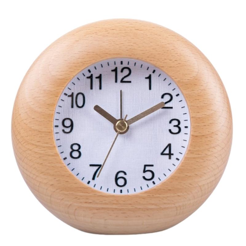Elegant Wood Frame Alarm Clock with Arabic Numerals Backlights Quiet