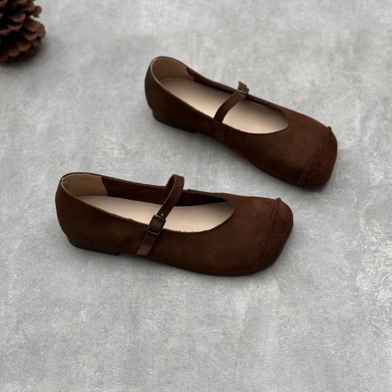 

Кожаные туфли ручной работы из натуральной кожи Винтажные туфли на плоской подошве из коровьей кожи 38 кофейный