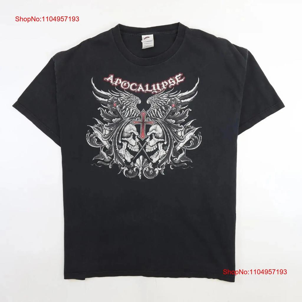 Vintage Apocalypse Skull Cross T Shirt Size XL Y2K vintage Washed Stretched Comfortable Unisex Casual Top For Everyday Wear