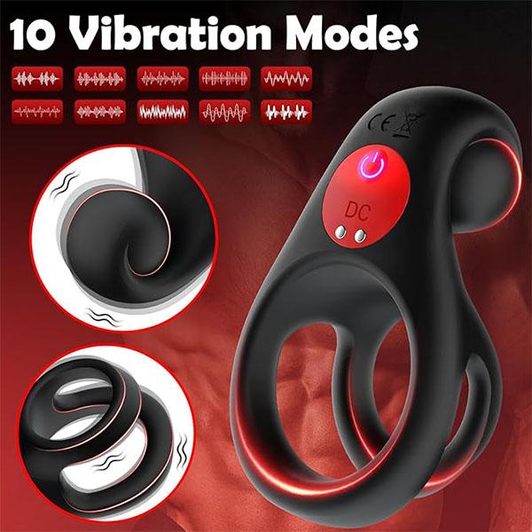 Vibrating Cock Ring with Clitoral Stimulator, Dual Penis Ring Vibrators for Longer Lasting Stronger Adult Sex Toys for Men Women Pleasure