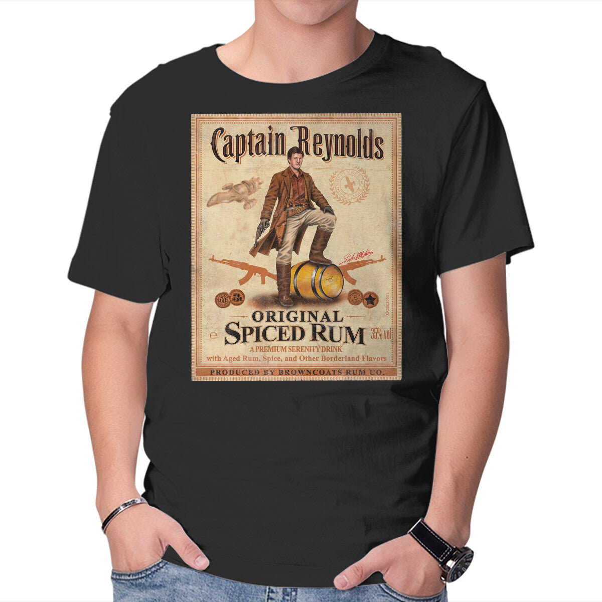 Unisex Crew Neck T-Shirt Captain Reynolds Graphic Short Sleeve Casual Tee XL