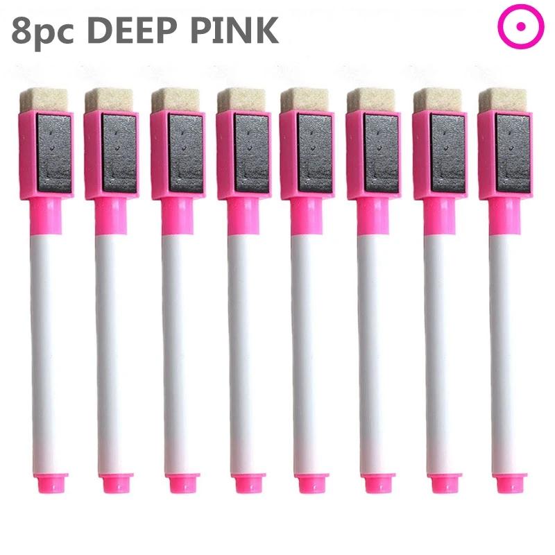 8PC Magnetic Colorful Whiteboard Pen Black White Board Markers Built In Eraser School Supply Childrens Graffiti Drawing Pen