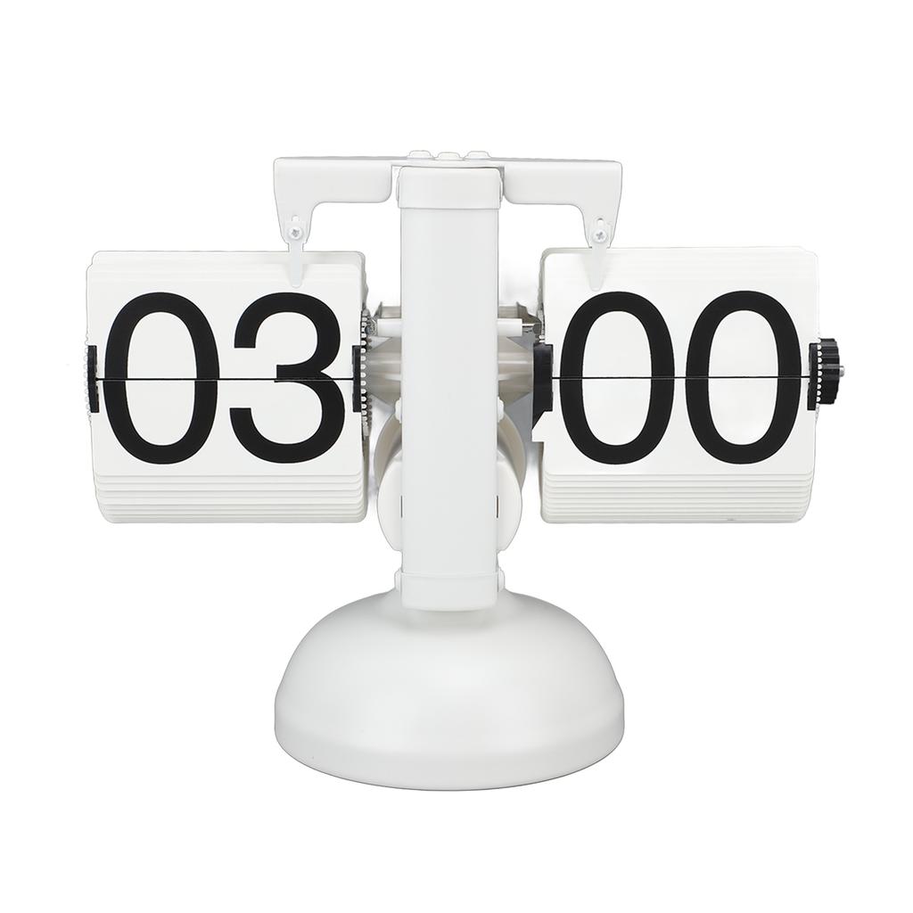 Flip Clock Large Number Battery Powered 304 Stainless Steel Tabletop Retro Flip Clock for Home Office 24 Hours