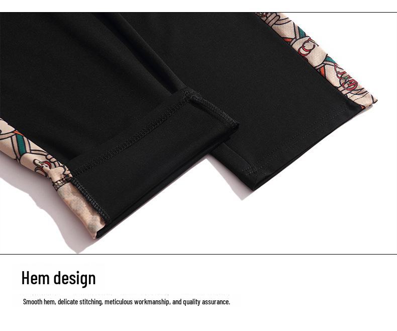 Summer 2023 Women's Mesh Splicing Short-Sleeve Cropped Pants Set - Fashionable Large Size Mother's Suit