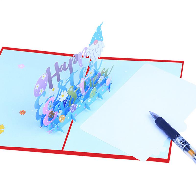 Rabbit Easter Cards Pop Up 3D Easter Cards Bunny Greeting Card Color-Printed Holiday Cards Happy Easter Note Cards With