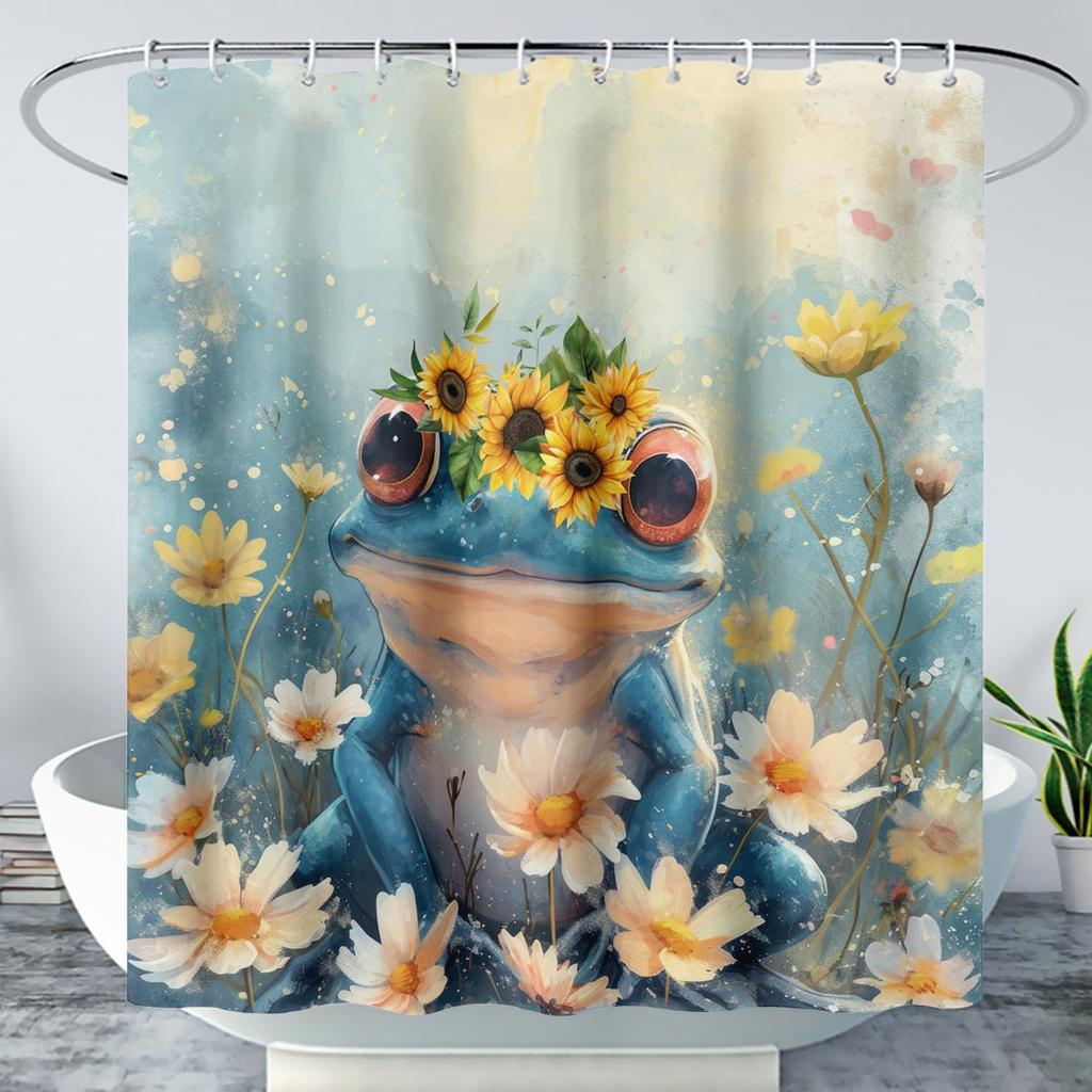 Kawaii Rabbit Pet Shower Curtain for Bathroom,Cute Animal Bunny Floral Waterproof Fabric Bath Curtain with Hooks,72" Wx72 H
