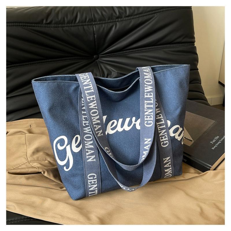 New simple large-capacity bag female alphabet canvas bag simple casual portable commuter tote bag