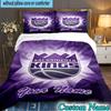 Custom Name 3PCS Kings Basketball Team Logo Bedding Set,Including  Duvet Cover And 2pcs Pillowcases Perfect for Bedroom,Dormitory,Fan Christmas gift