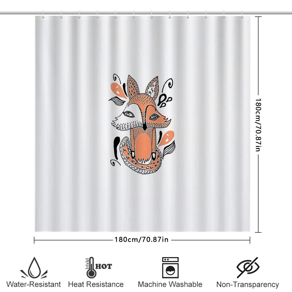 Boho Fox Shower Curtain Farmhouse Bathroom Decor Woodland Animal Shower Liner Nature Forest Shower Curtain Set