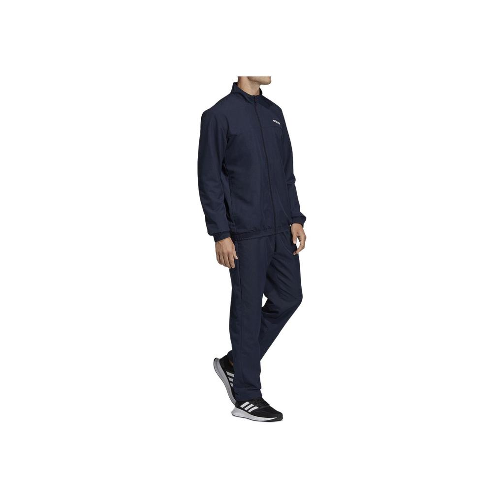 adidas Windproof Stand Collar Long Sleeve Top Comfortable Elastic Pants Casual Sports Suit Men Suit Black Blue DV2462
