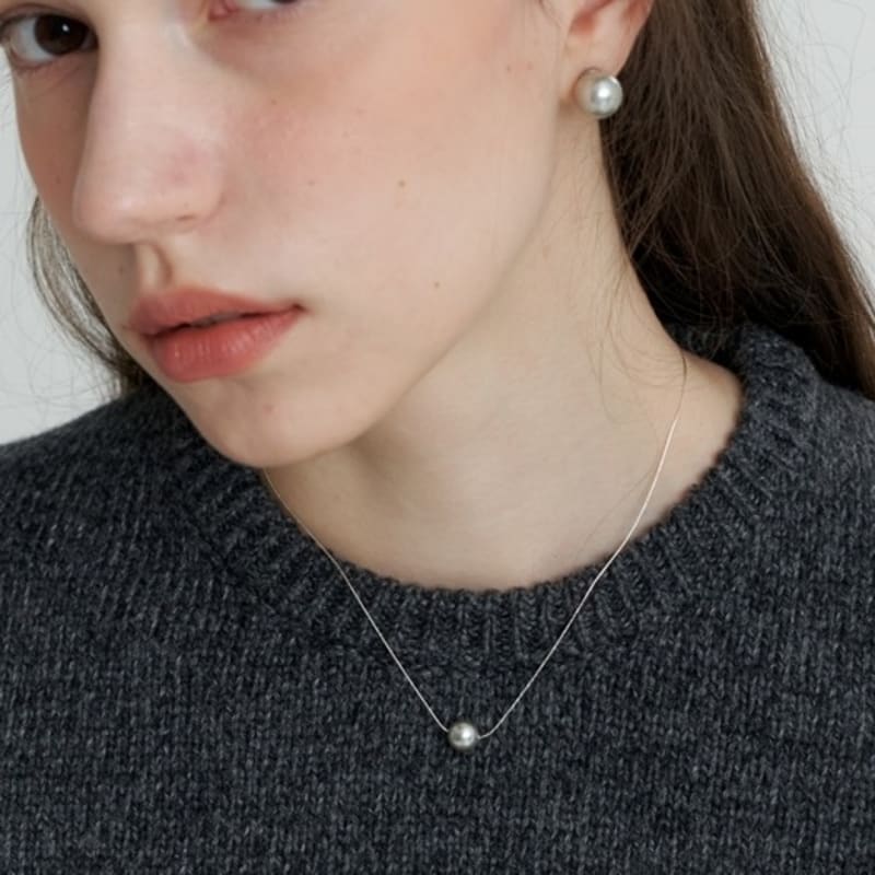 LOVE ME MONSTER [Silver] Essential Pearl / Chain Necklace 8mm (L233MNK050)