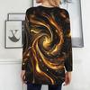 Women Plus Size Round Neck Long Sleeve Abstract Printed Red Black Loose Longline T Shirt With Pockets